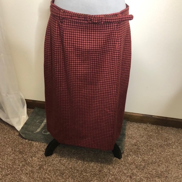 L.K Bennett London wool houndstooth belted skirt size 10usa 14uk eur 42 - Picture 1 of 10